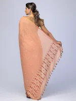 Brown Embroidered Cotton Saree - Image 3