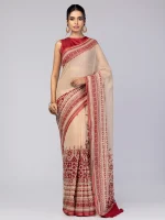 Brown Printed Cotton Saree