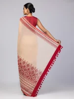 Brown Printed Cotton Saree - Image 3