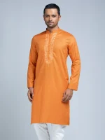 Bronze Textured and Embroidered Cotton Panjabi