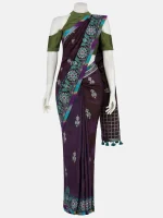 Plum Printed and Embroidered Silk HERSTORY Saree - Image 3